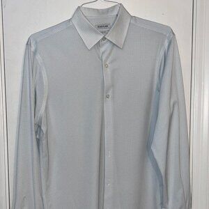 Haggar Mens Performance Stretch Dress Shirt - Lt Blue Check - 15-15 1/2 & 32/33